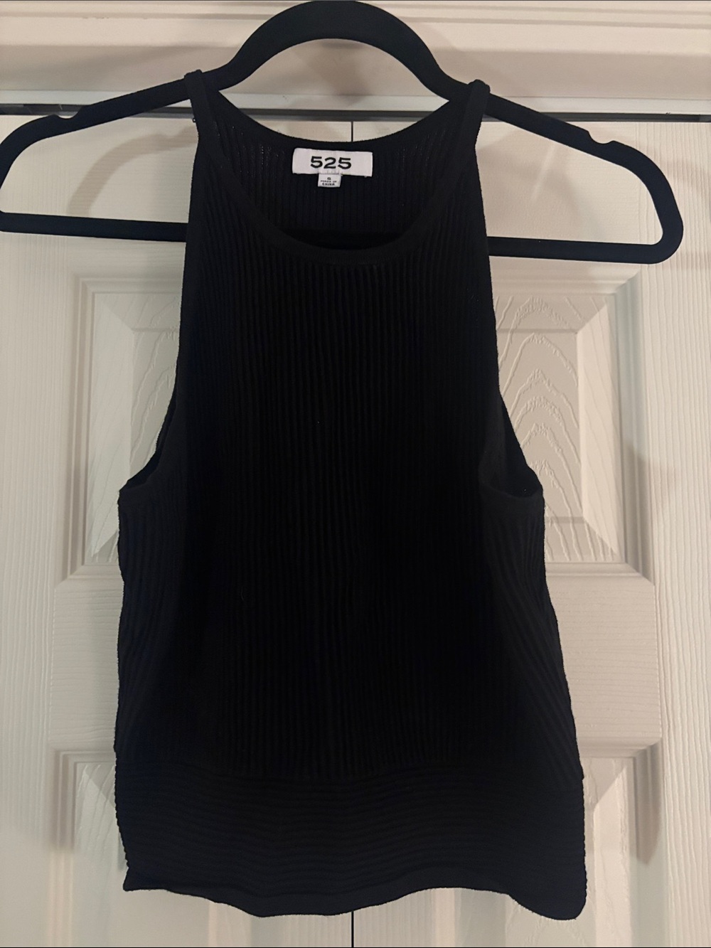 525 America Ribbed Black High-Neck Tank Top